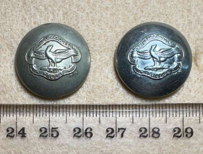 Northern Rhodesia Police - NRP - Set of 2 Large Buttons, by FIRMIN, London