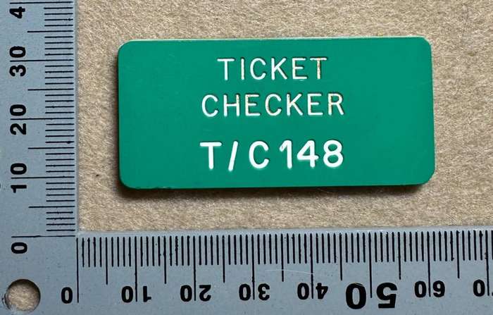 Rhodesian TRANSPORT - TICKET CHECKER BADGE PLASTIC - NO 148