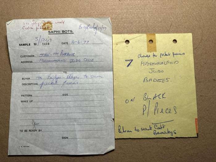 Rhodesia - MASHONALAND - PROVINCIAL SPORT COLOURS - JUDO BULLION WITH STENCIL & PAPERWORK