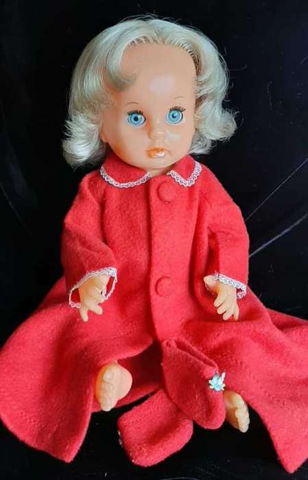 First Love Doll Clothes: Red dressing gown with matching booties only