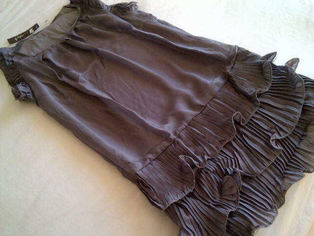 ***Beautiful Ladies Sleeveless Short Chiffon Style Top With Matching Belt***Grey***M, L, XL***