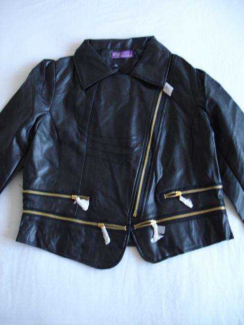 **Stunning Ladies Black Leather Look Biker Like Jacket with Funky Design***XL ONLY**BRAND NEW**