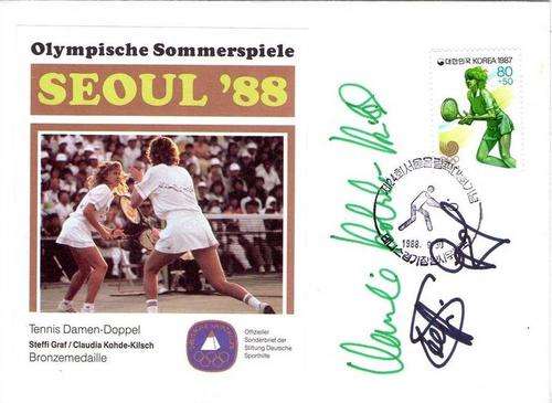 STEFFI GRAF BRONZE MEDAL(WOMANS DOUBLES) IN TENNIS SEOUL OLYMPICS 1988-ORIGINAL HAND SIGNED