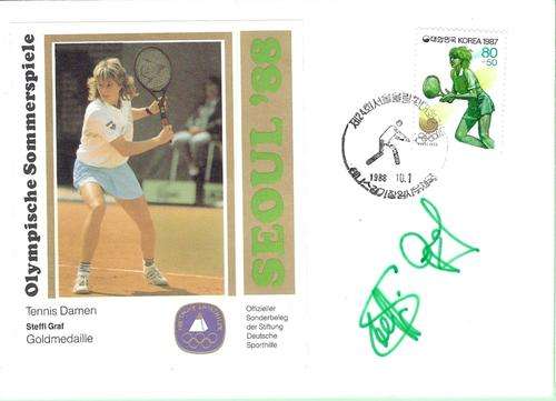 STEFFI GRAF GOLD MEDAL IN TENNIS SEOUL OLYMPICS -ORIGINAL HAND SIGNED 1988