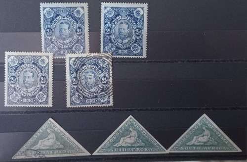 UNION 1910 FIRST STAMP ISSUED X2 2MNH/1 MH/1 USED PLUS 3 -1926 TRIANGLE 4D STAMPS