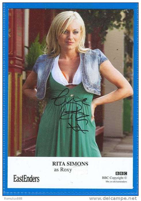 RITA SIMONS (ROXY MITCHELL) SIGNED BBC EASTENDERS CARD