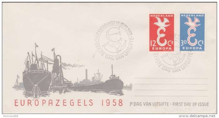NETHERLANDS #E35 FDC EUROPAZEGELS 1958