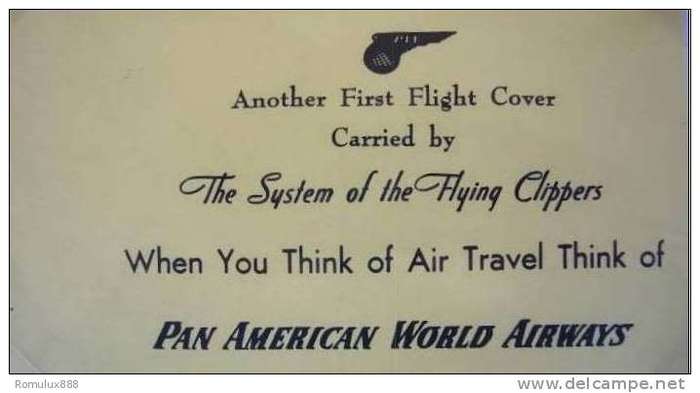 PAN AMERICAN FIRST CLIPPER FLIGHT CALCUTTA-LONDON WITH ORGINAL INSERT 1947 -SCARCE