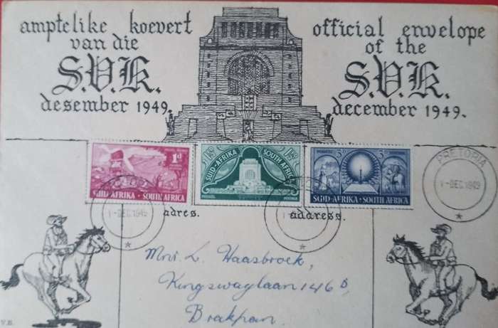 1949 RSA Official Envelope FDC of the SVK