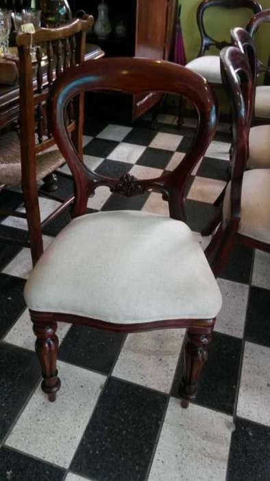 Set of 12 mahogany bustle back chairs upholstered