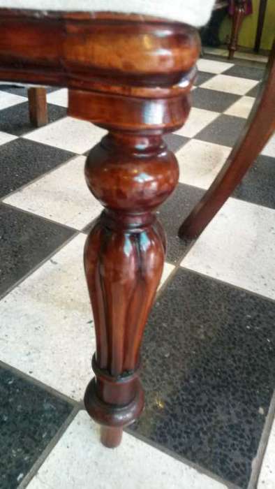 Set of 12 mahogany bustle back chairs upholstered
