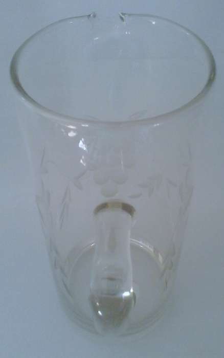 Tall Glass Etched Pitcher (Grape and leaf design)