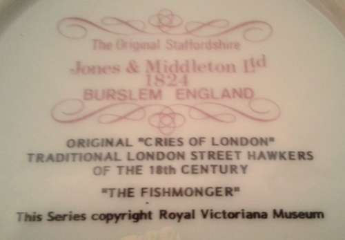 Original Cries of London ''THE FISHMONGER'' Gold Edge - Jones & Middleton