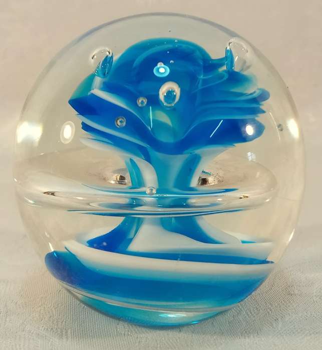 Captivating Glass paperweight with blue