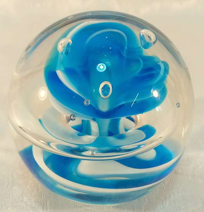 Captivating Glass paperweight with blue