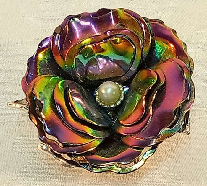 Vintage multicoloured costume flower brooch