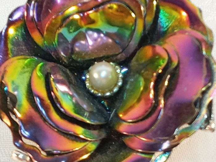 Vintage multicoloured costume flower brooch