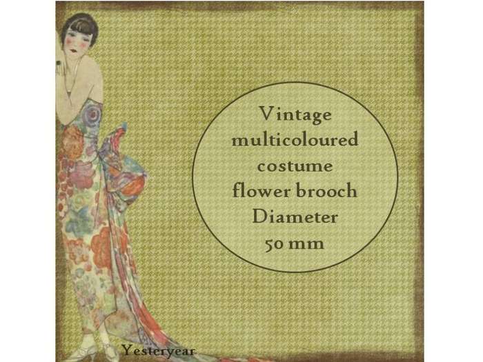 Vintage multicoloured costume flower brooch