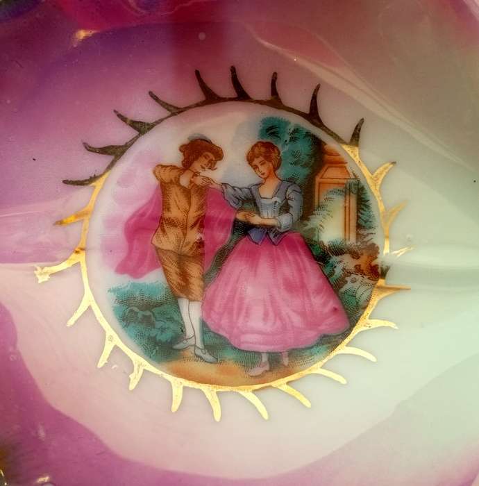 Colourful snack bowl with romantic scene