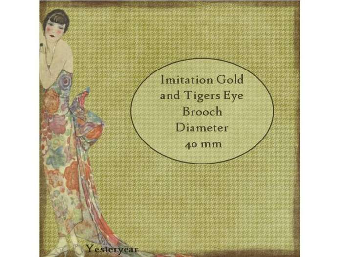 Vintage Imitation Gold and Tigers Eye Brooch