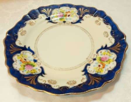 Vintage plate with royal blue, gold gilt and hand painted