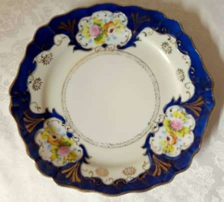Vintage plate with royal blue, gold gilt and hand painted