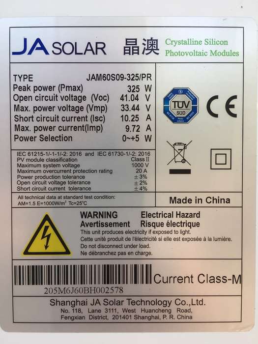 JA 325W Solar Panel