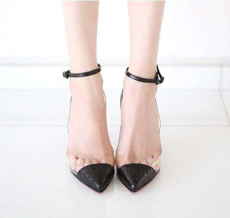 Crystal Cusp Heels in Black