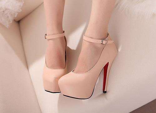 !!!HOT!!! Ankle Strap Platform Heels in Nude