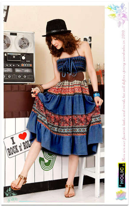 Maxi Flower Printed Sleeveless Dress Blue