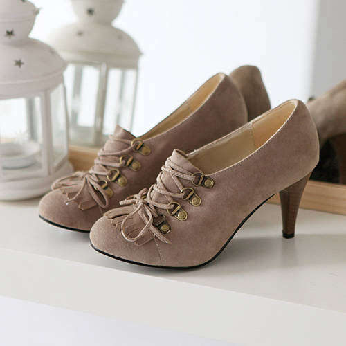 Romantic Bohemian Style high-heeled shoes Beige (Size 2-8)