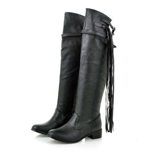 !!!NEW!!! Tall Boots with Buckle Design in Black Thigh-High ( Size 2 - 10 )