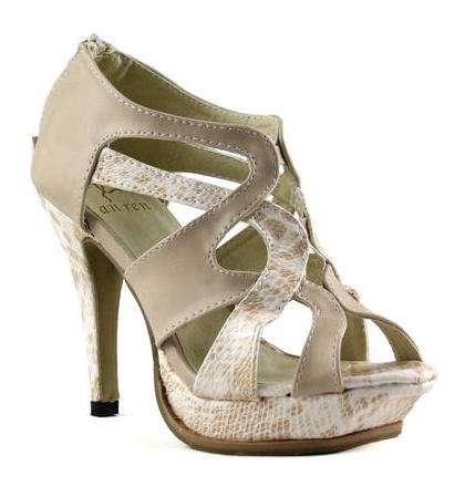 Snakeskin High Heel Sandals in Beige