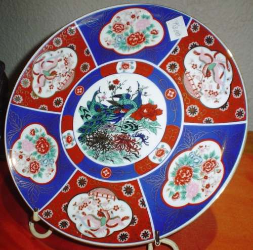 Beautiful big Imperial Imari porcelain plate-markings on back-Dia. 26 cm -good-No cracks/chips