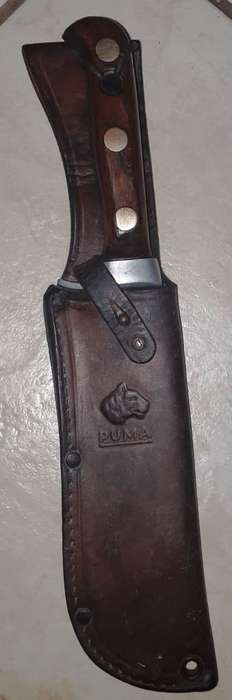 Vintage Puma White Hunter 6399 hunting knive/original leather sheath DBGM 1865840-W Germany