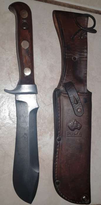 Vintage Puma White Hunter 6399 hunting knive/original leather sheath DBGM 1865840-W Germany