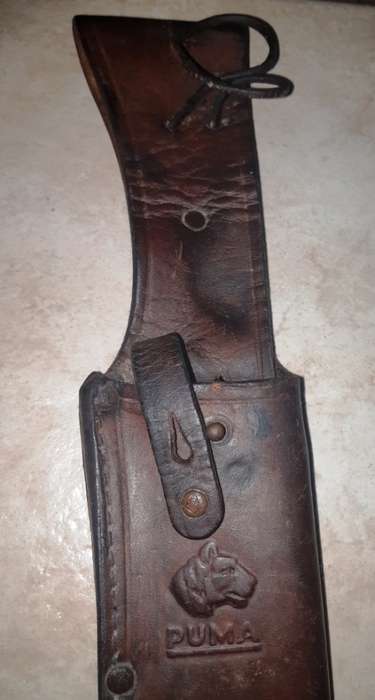 Vintage Puma White Hunter 6399 hunting knive/original leather sheath DBGM 1865840-W Germany