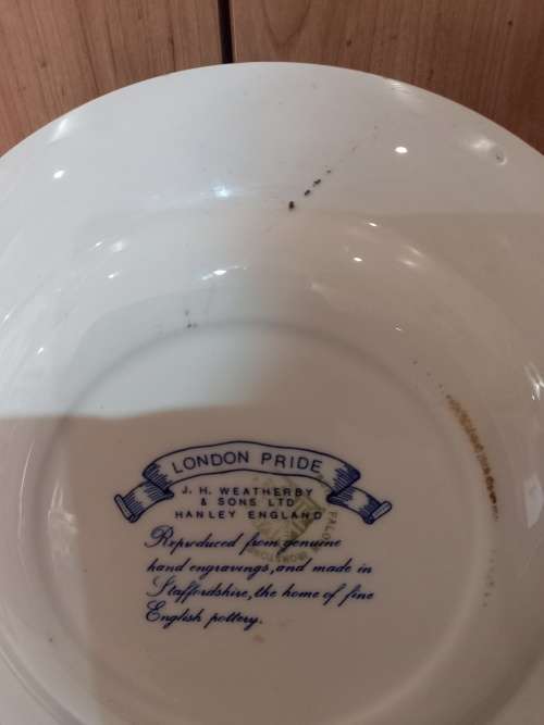 Vintage Blue `London Pride` Wall Plate-Houses of Parliament-J.H. Weatherly and Sons Hanley  23.5 cm