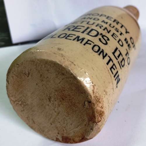 Antique Reid`s Ltd Bloemfontein Ceramic cork stopper bottle-good condition