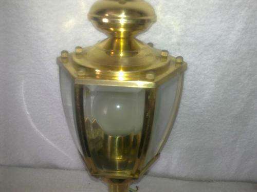 "Stage coach" style brass finish wall mount lamp, 400 mm high