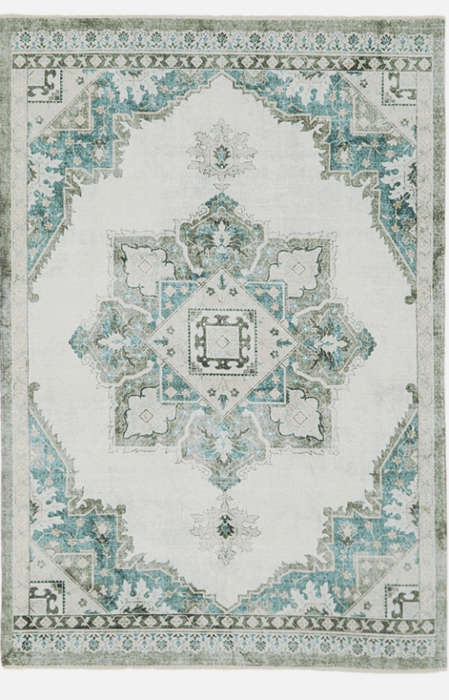 Eve Printed Rug - Antique Grey & Blue