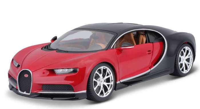 Bburago 1/18 Bugatti Chiron - Black/Red (25cm Long)