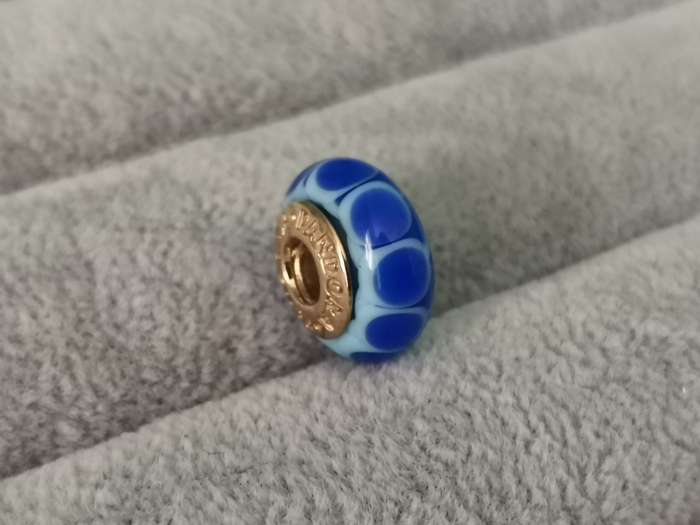 Gold Pandora Blue Petals Charm