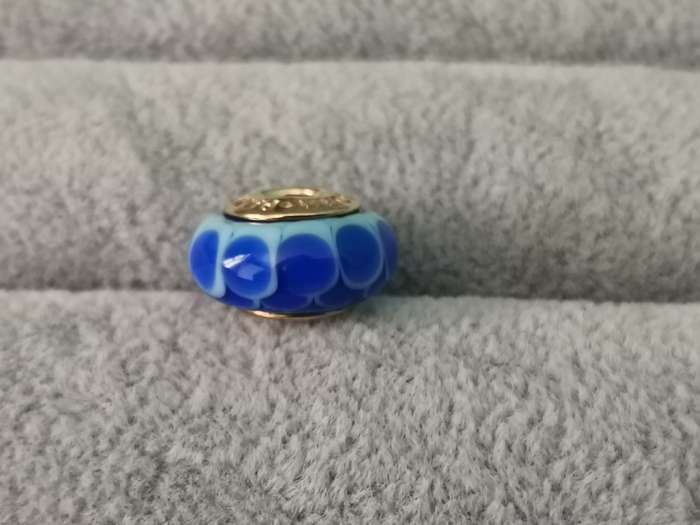 Gold Pandora Blue Petals Charm