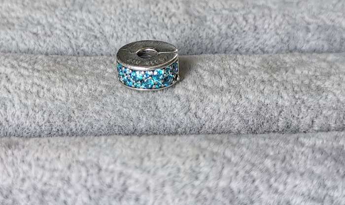 Silver Pandora Teal Pave Charm