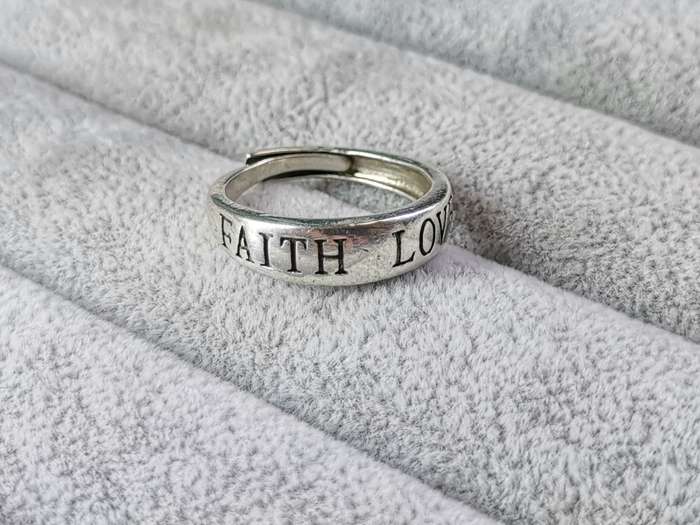 Silver Faith and Love Ring
