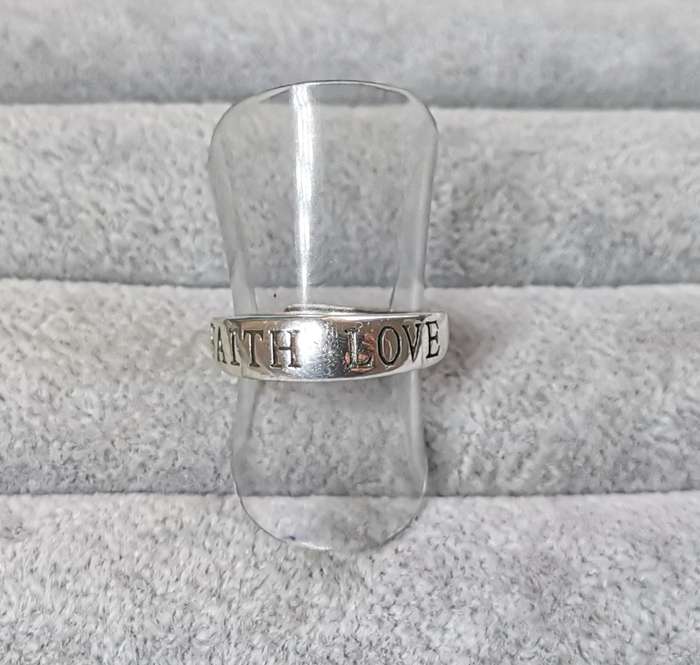 Silver Faith and Love Ring