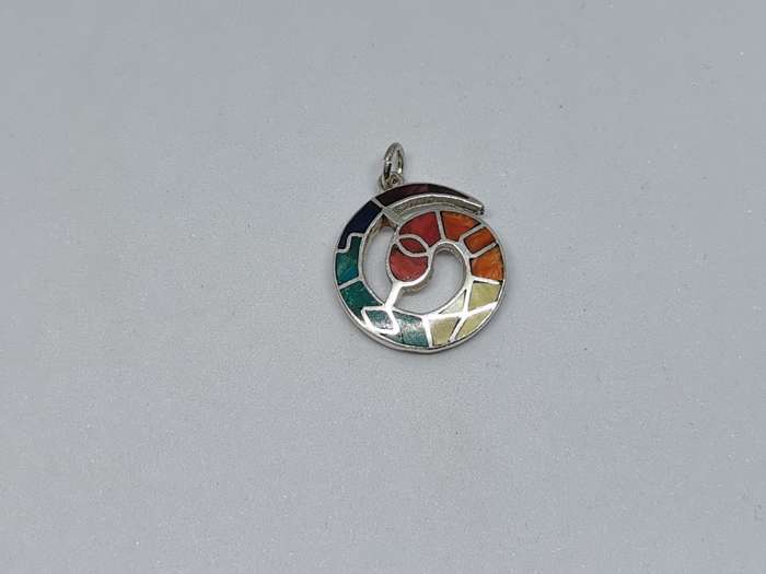 Silver Inka Calendar Spiral Pendant