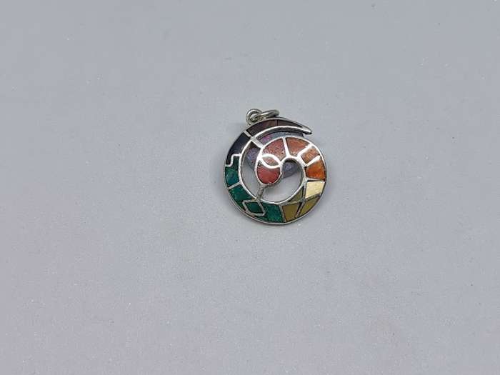 Silver Inka Calendar Spiral Pendant