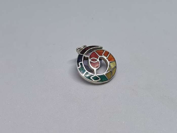 Silver Inka Calendar Spiral Pendant